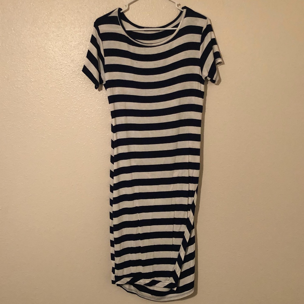 Loveapella Navy and White Striped Dress
